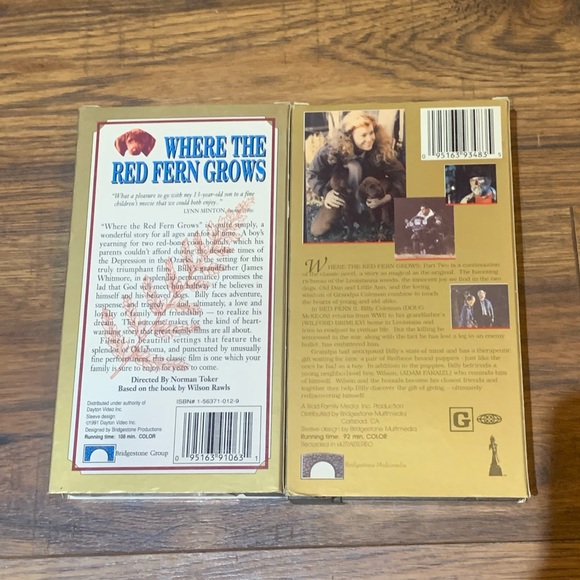 Where the Red Fern Grows VHS Bundle Part 1 & 2 - Picture 3 of 3